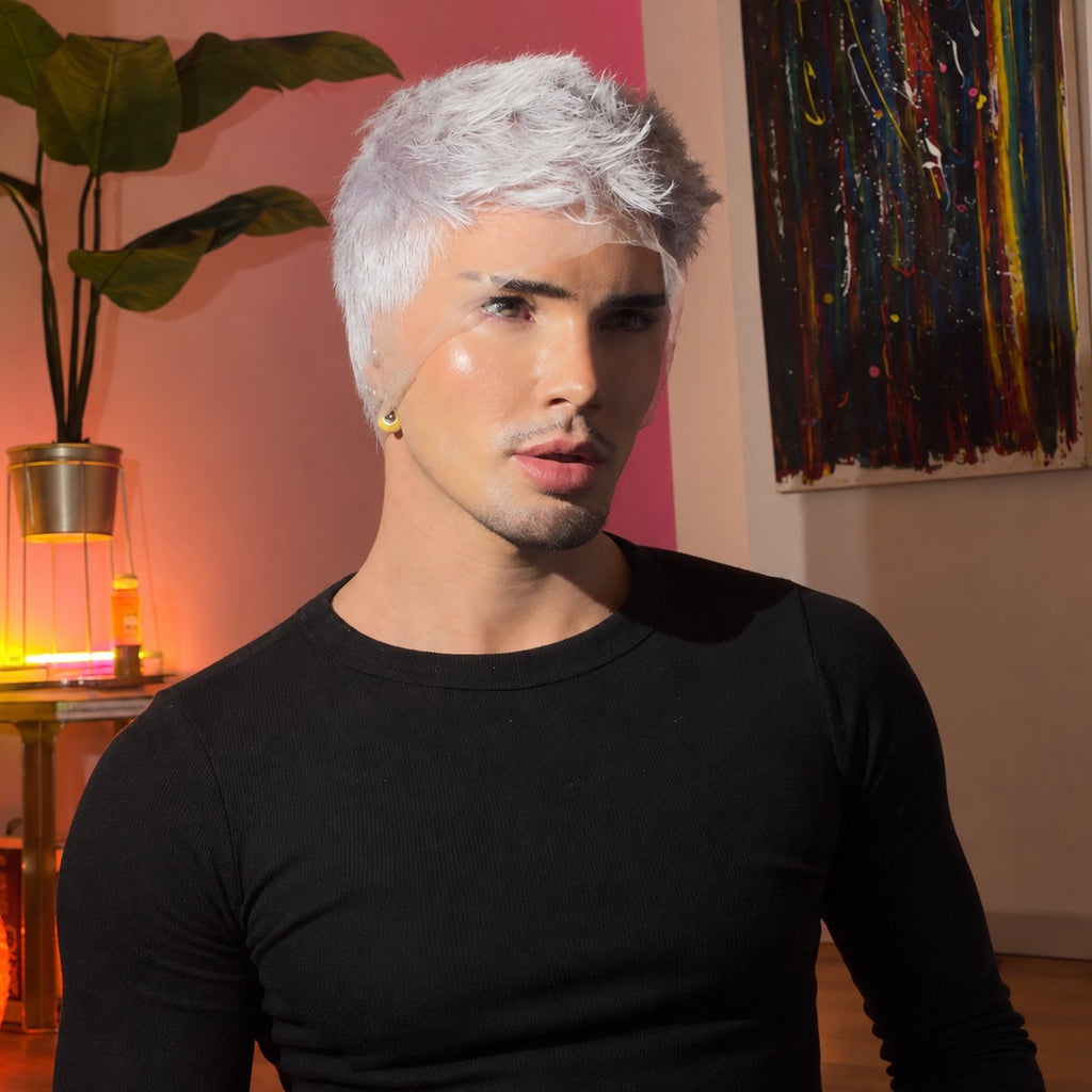White Choppy Short Full Lace Wig