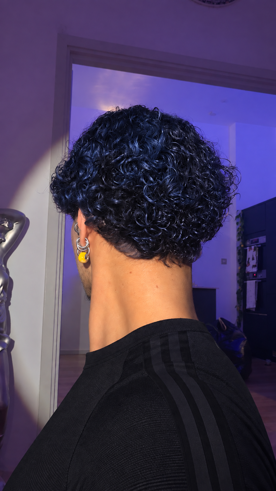 Midnight Blue Curly NO LACE Wig