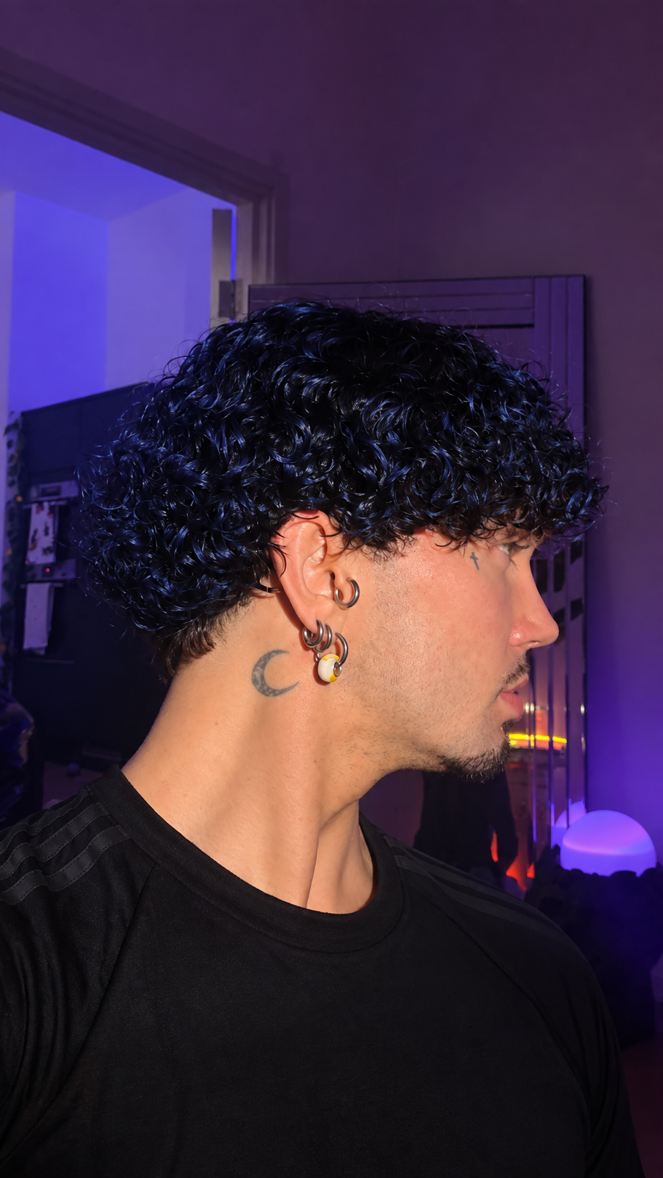 Midnight Blue Curly NO LACE Wig