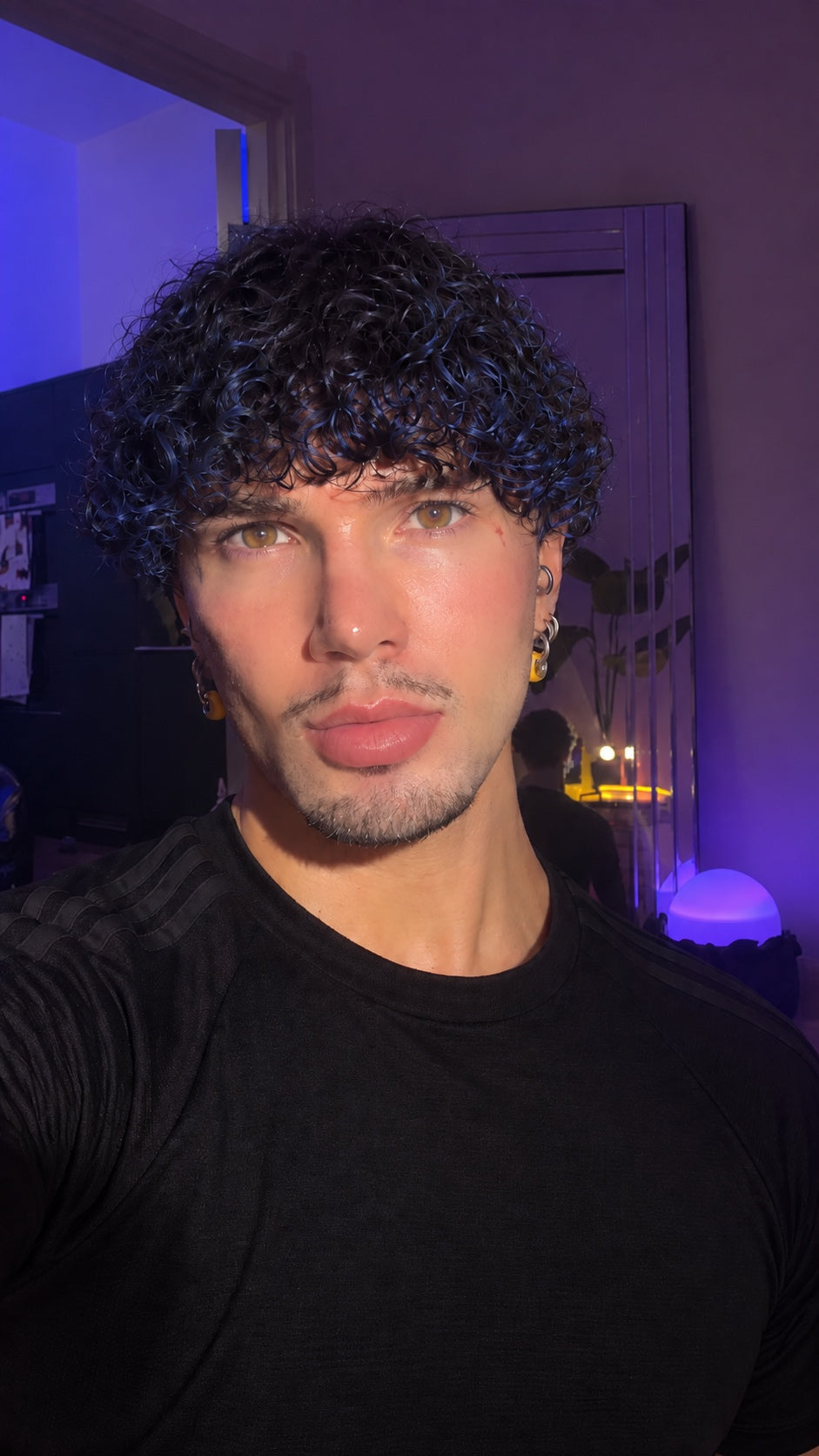 Midnight Blue Curly NO LACE Wig