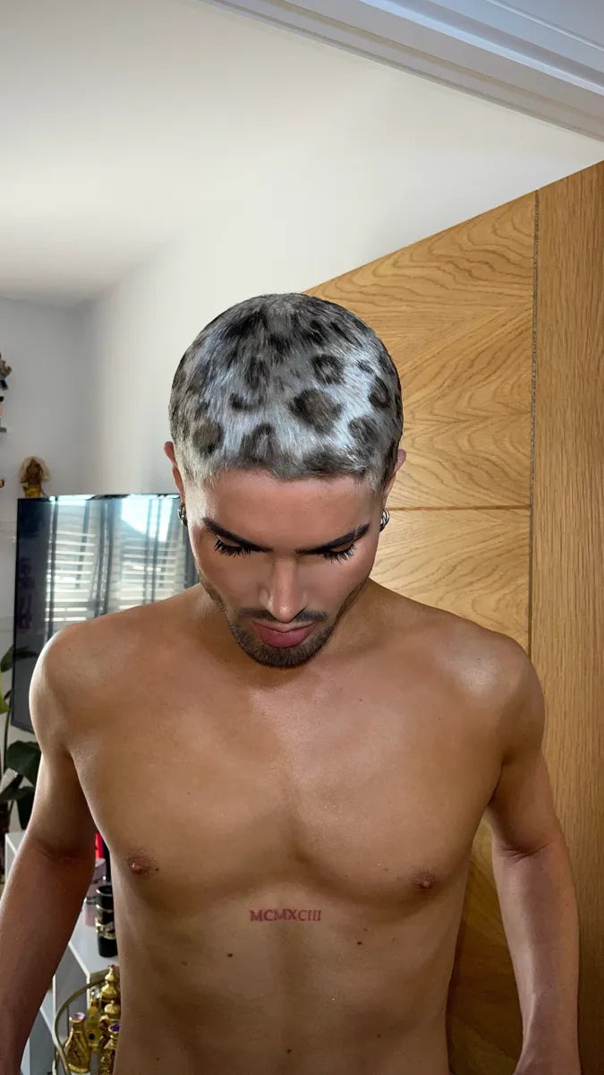 Buzz Cut Platinum + Leopard Print FULL LACE Wig