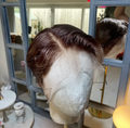 Natural Brown + Sun Kissed Highlights - Tapered Shaven Back & Sides 360 LACE WIG
