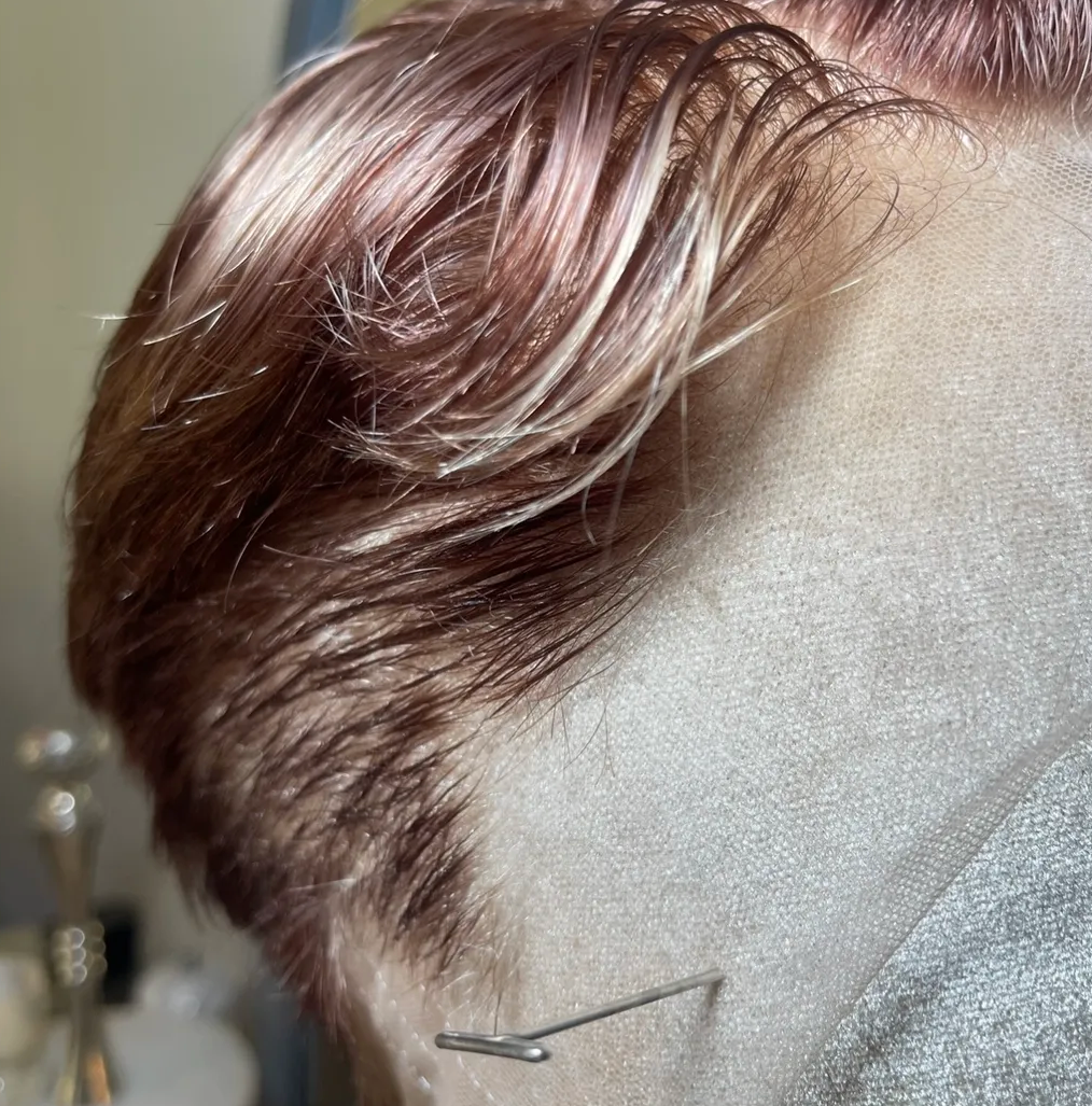 Natural Brown + Sun Kissed Highlights - Tapered Shaven Back & Sides 360 LACE WIG