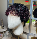 Curly Subtle Deep Cherry Short Style NO LACE WIG