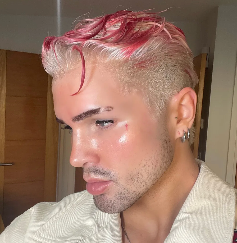 Platinum Flame (Red Tipped) Tapered Shaven back & Sides 360 LACE WIG