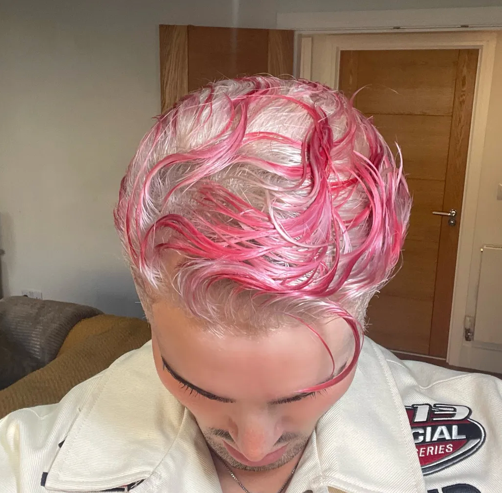 Platinum Flame (Red Tipped) Tapered Shaven back & Sides 360 LACE WIG