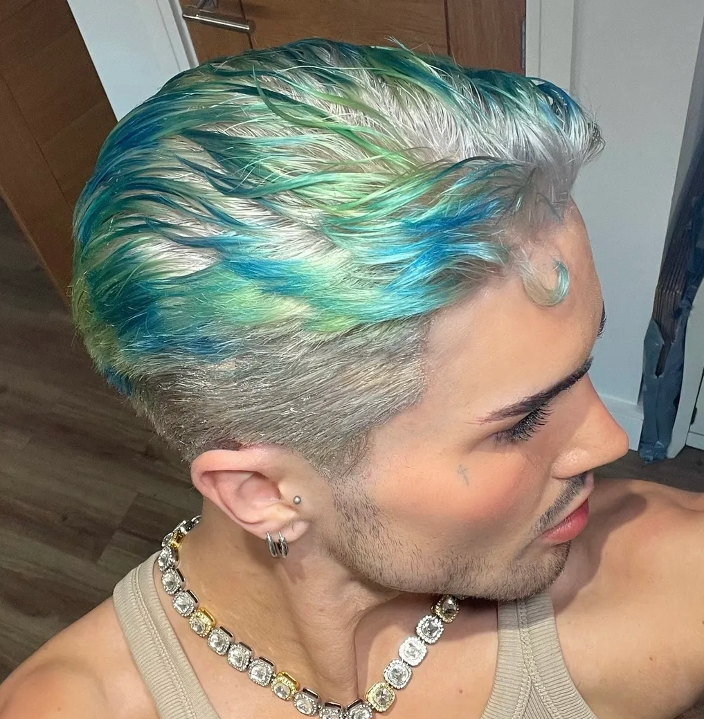 Platinum Peacock Tapered Shaven Back &amp; Sides FULL LACE WIG