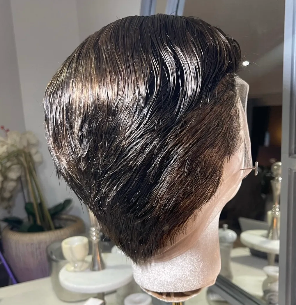 Tiger's Eye Brown Tapered Shaven Back & Sides 360 LACE WIG