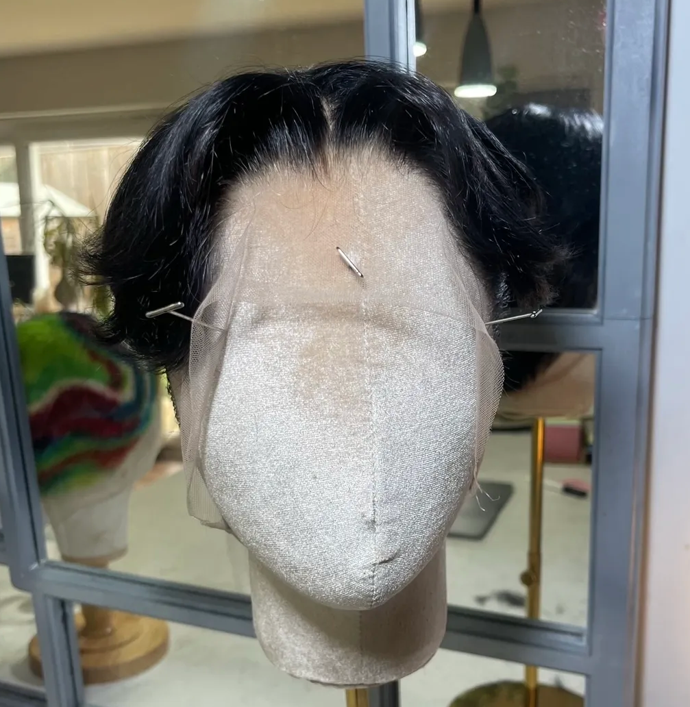 Centre Part Black Truffle - Tapered Sides + Fluffy Layers 360 LACE WIG