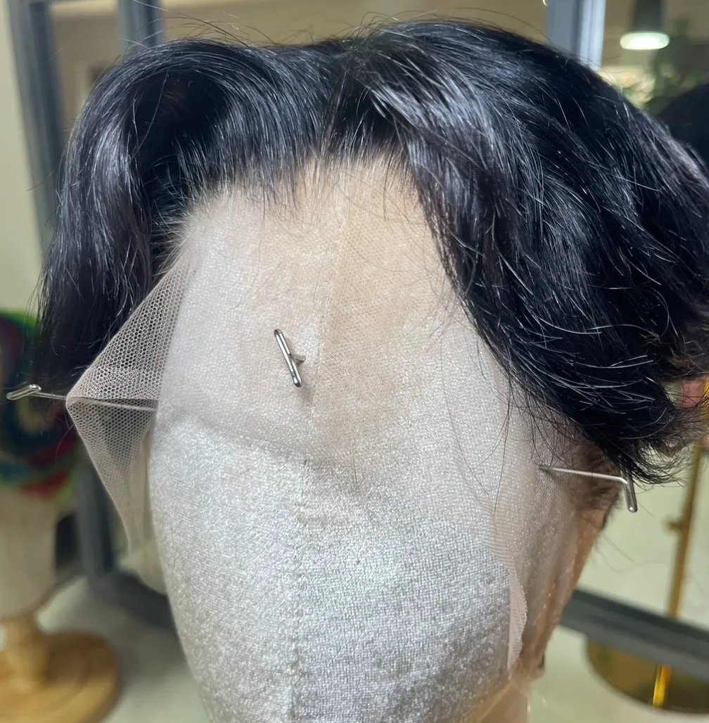 Centre Part Black Truffle - Tapered Sides + Fluffy Layers 360 LACE WIG