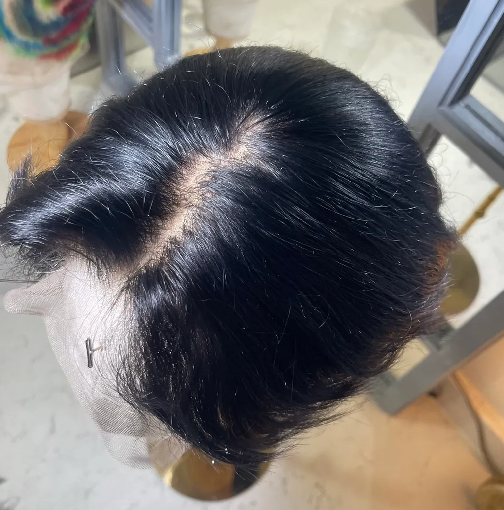 Centre Part Black Truffle - Tapered Sides + Fluffy Layers 360 LACE WIG