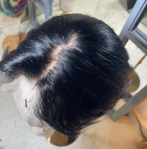Centre Part Black Truffle - Tapered Sides + Fluffy Layers 360 LACE WIG