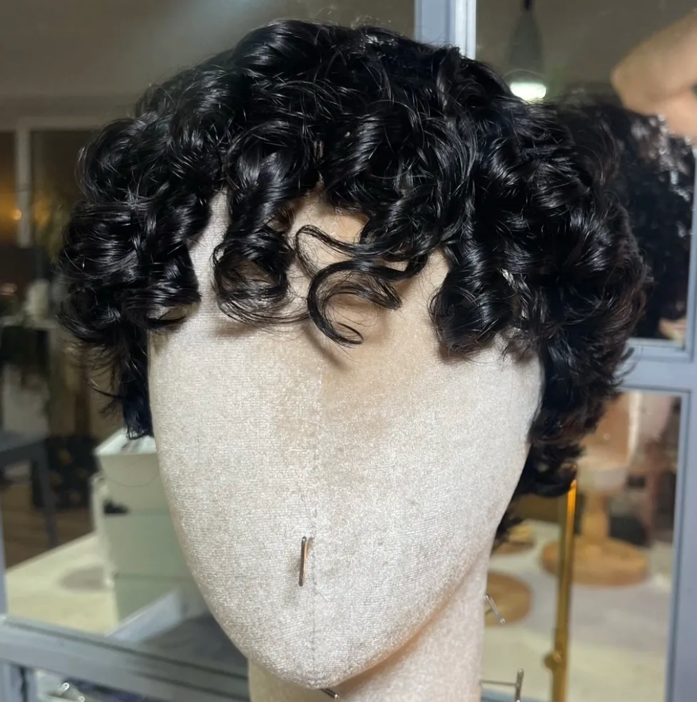 Black Soft Curly Human Hair NO LACE WIG