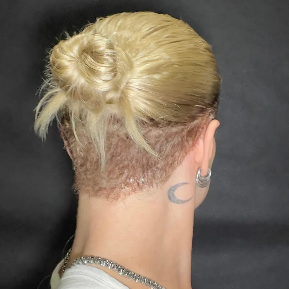 Undercut Long 10 Inch Ash Blonde With Golden Brown Root FULL LACE WIG