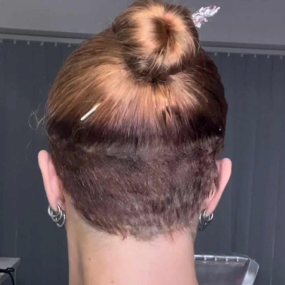 Undercut Long 12 Inch Copper Honey With Medium Brown Root FULL LACE WIG