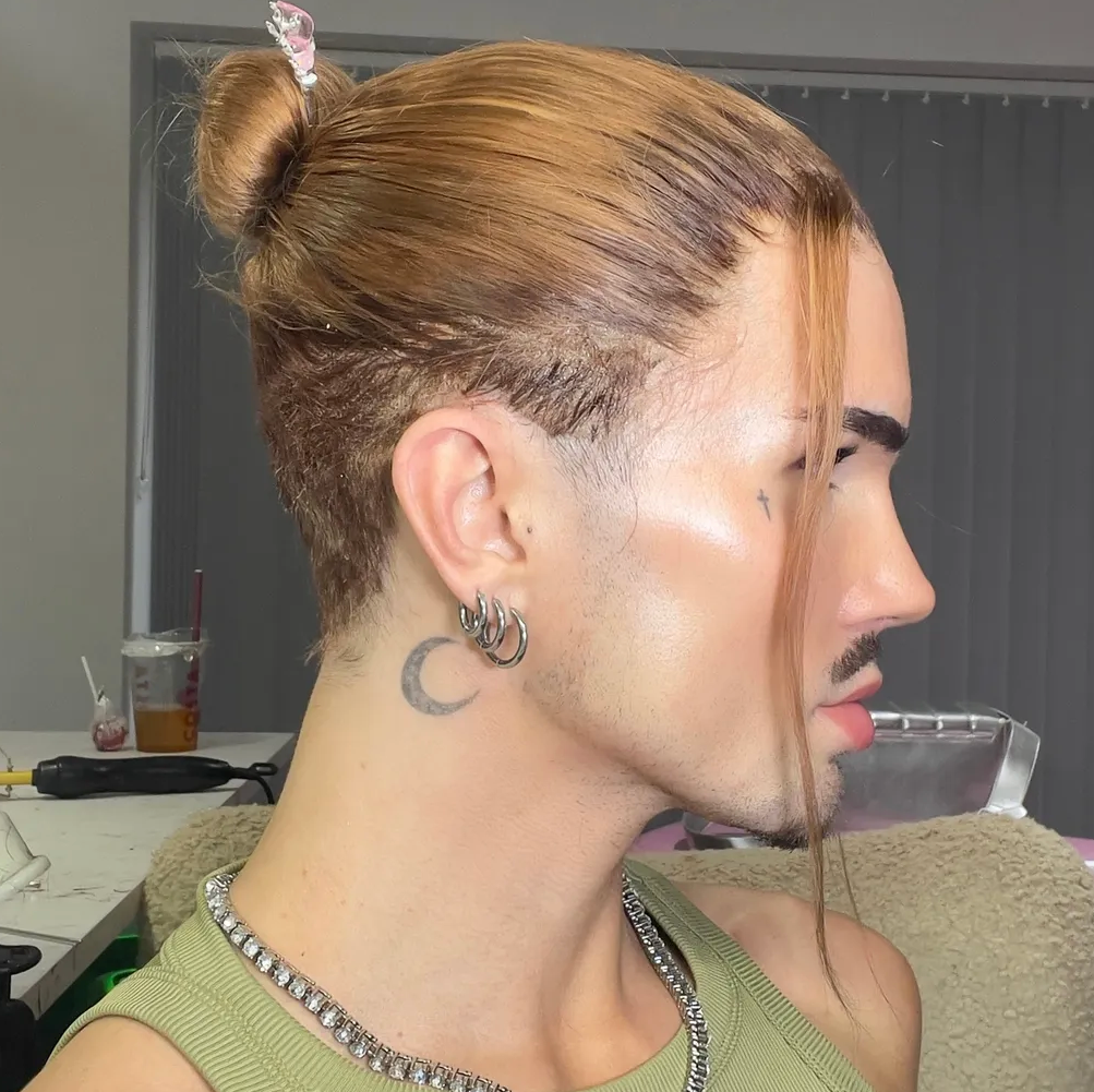 Undercut Long 12 Inch Copper Honey With Medium Brown Root FULL LACE WIG