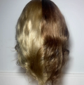 Yin & Yang Split Color 12 Inch Long, Natural Golden Brown + Golden Blonde FULL LACE WIG