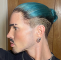 Undercut Long 12 Inch JADED BLUE With Dark Natural Brown Root FULL LACE WIG