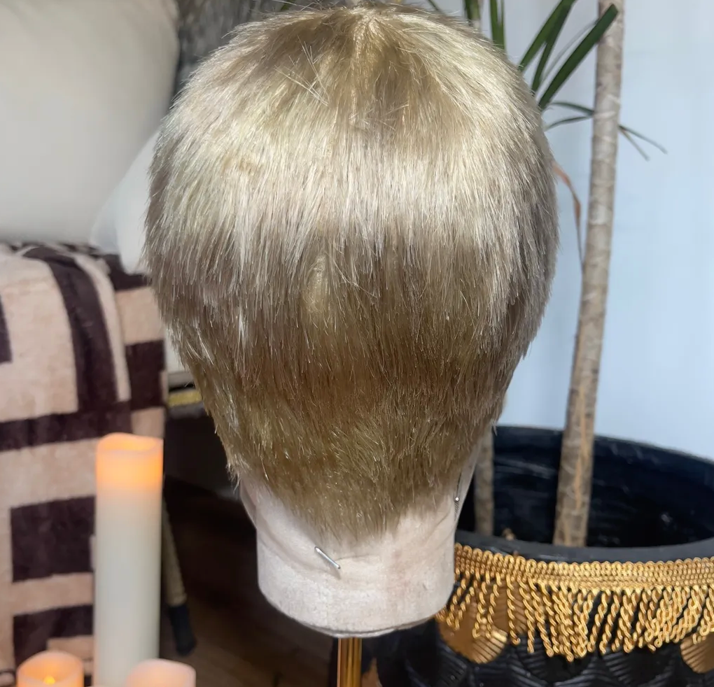 Frosted Blonde Natural Men’s Cut, Tapered Back & Sides FULL LACE WIG