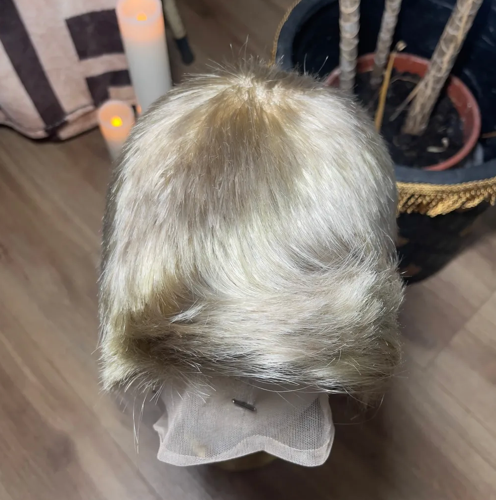 Frosted Blonde Natural Men’s Cut, Tapered Back & Sides FULL LACE WIG