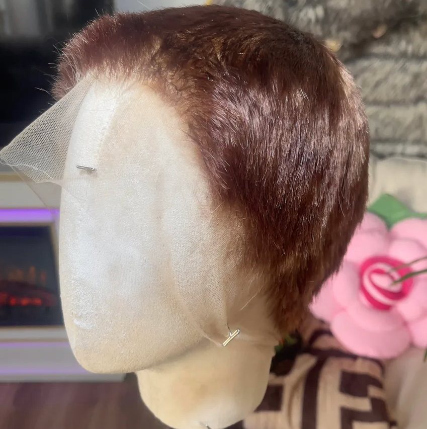 BUZZ CUT Warm Natural Golden Brown FULL LACE WIG
