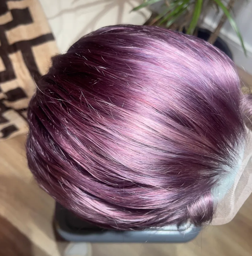 Grape Soda ( Muted Purple ) - Medium Length, Short Sides 360 LACE WIG