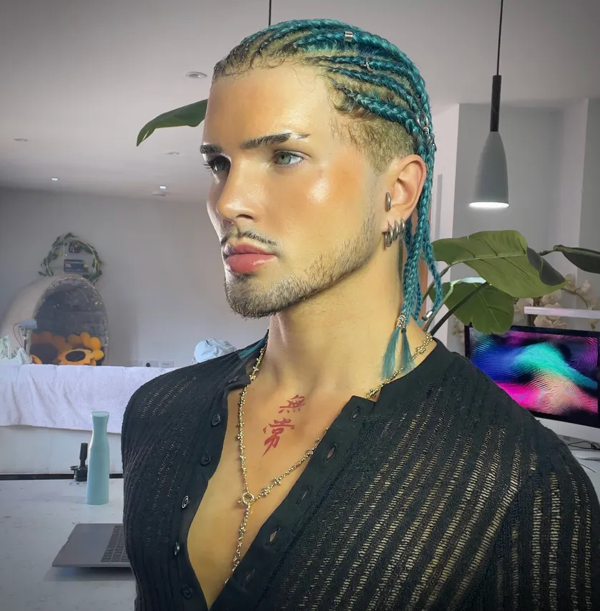 JEWELLED OUT BRAIDS - Blue With Roots FULL UNDERCUT LACE WIG