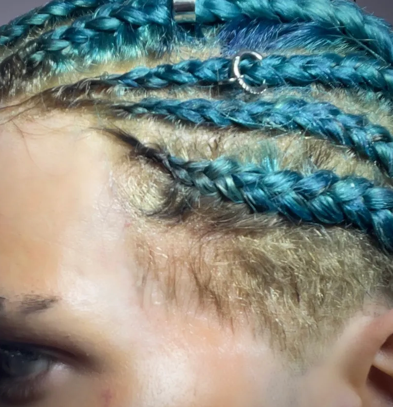 JEWELLED OUT BRAIDS - Blue With Roots FULL UNDERCUT LACE WIG