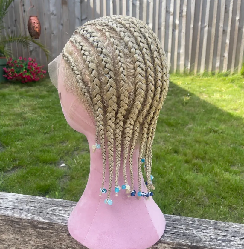 Iced Blonde 12 Braid ( NO BEADS ) FULL LACE WIG