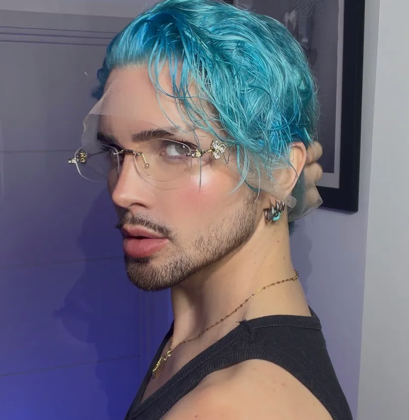Bubble Gum Blue Mullet - 360 LACE WIG
