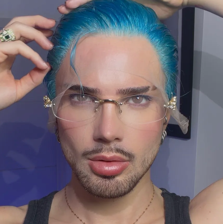 Bubble Gum Blue Mullet - 360 LACE WIG