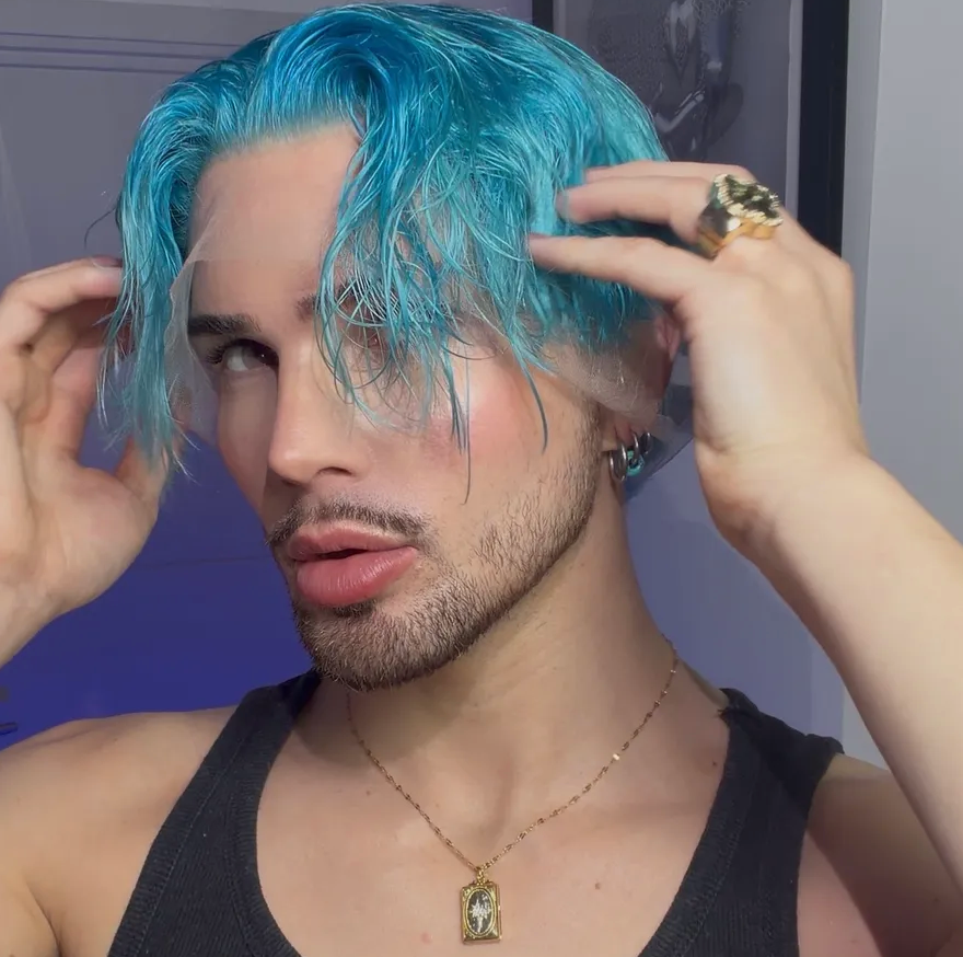 Bubble Gum Blue Mullet - 360 LACE WIG