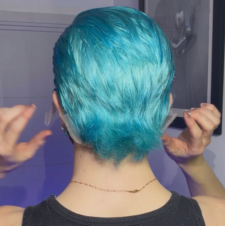Bubble Gum Blue Mullet - 360 LACE WIG