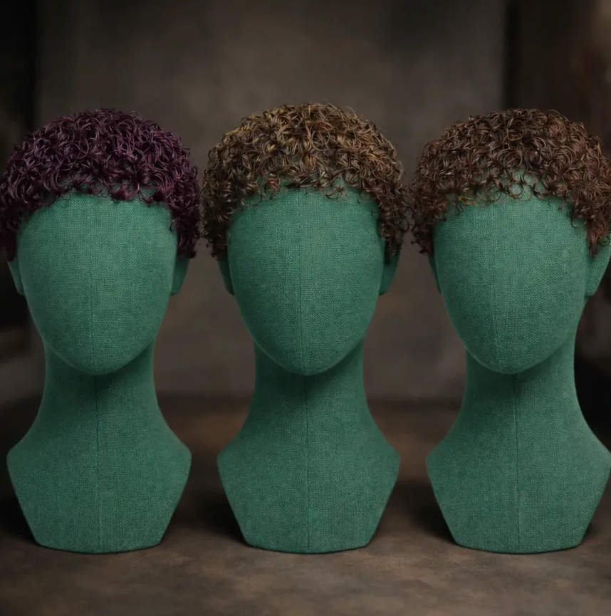 TRIPLE PACKAGE - 3X No Lace Short Defused Curly Wigs. Cherry, Caramel, Chestnut